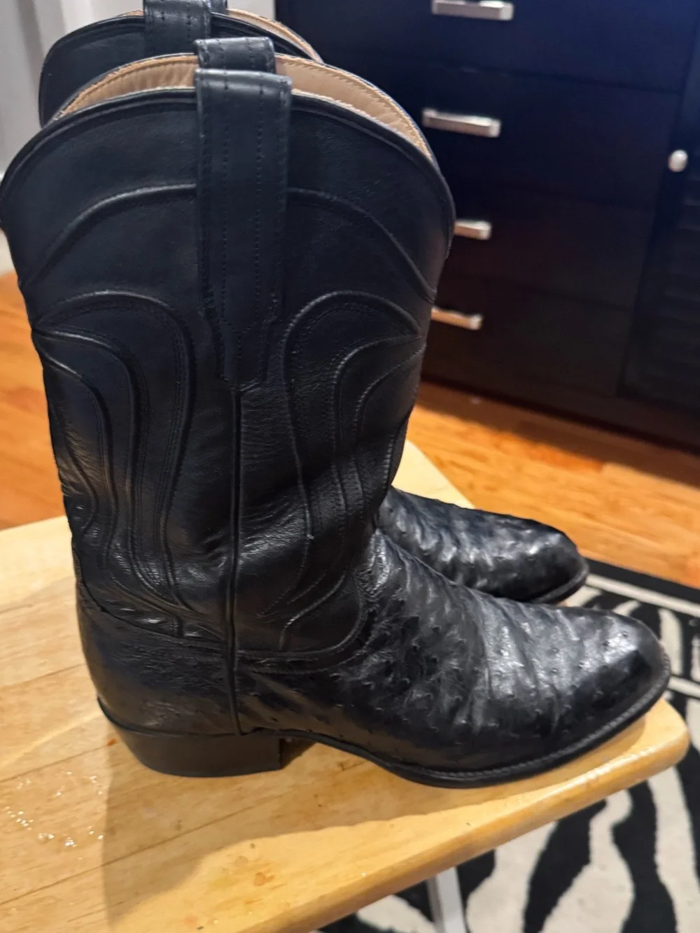 Tecovas Men’s Size 12 Black Full Quill Ostrich Cowboy Boots Tall Western Boots